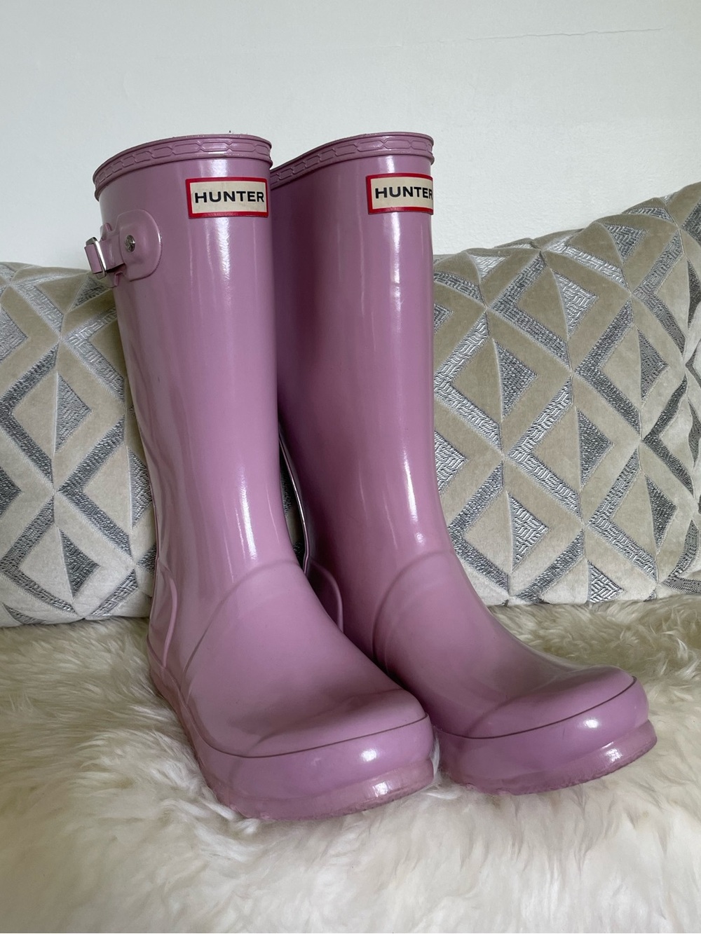 Hunter Kid’s Pink Gloss Knee-High Rain Boots